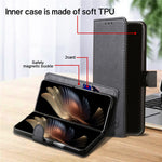 Til Samsung Galaxy Z Fold5 5G Cover Ensfarvet Beskyttende Cover PU Læder Pung Telefoncover