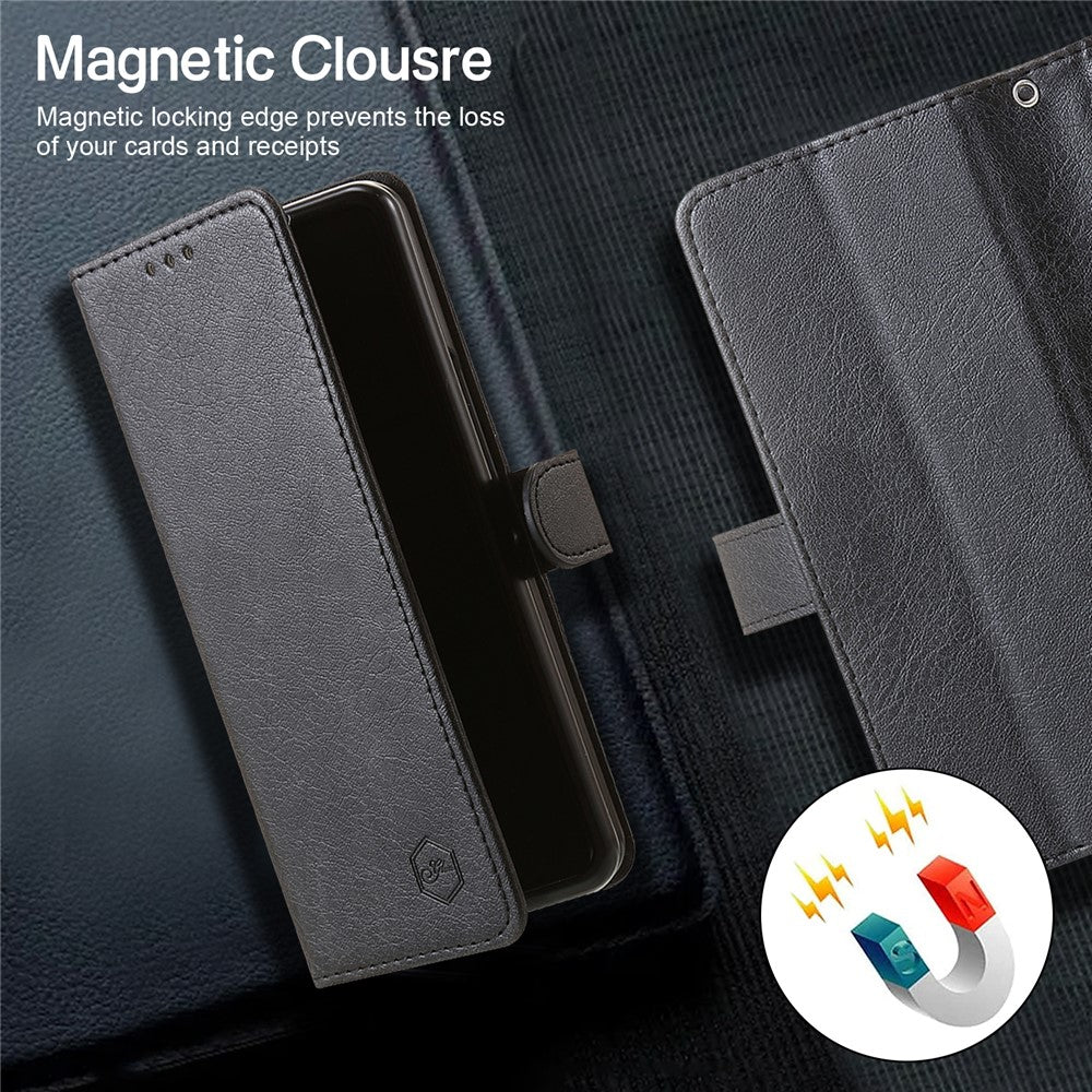 Til Samsung Galaxy Z Fold5 5G Cover Ensfarvet Beskyttende Cover PU Læder Pung Telefoncover
