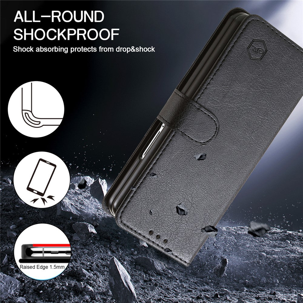 Til Samsung Galaxy Z Fold5 5G Cover Ensfarvet Beskyttende Cover PU Læder Pung Telefoncover