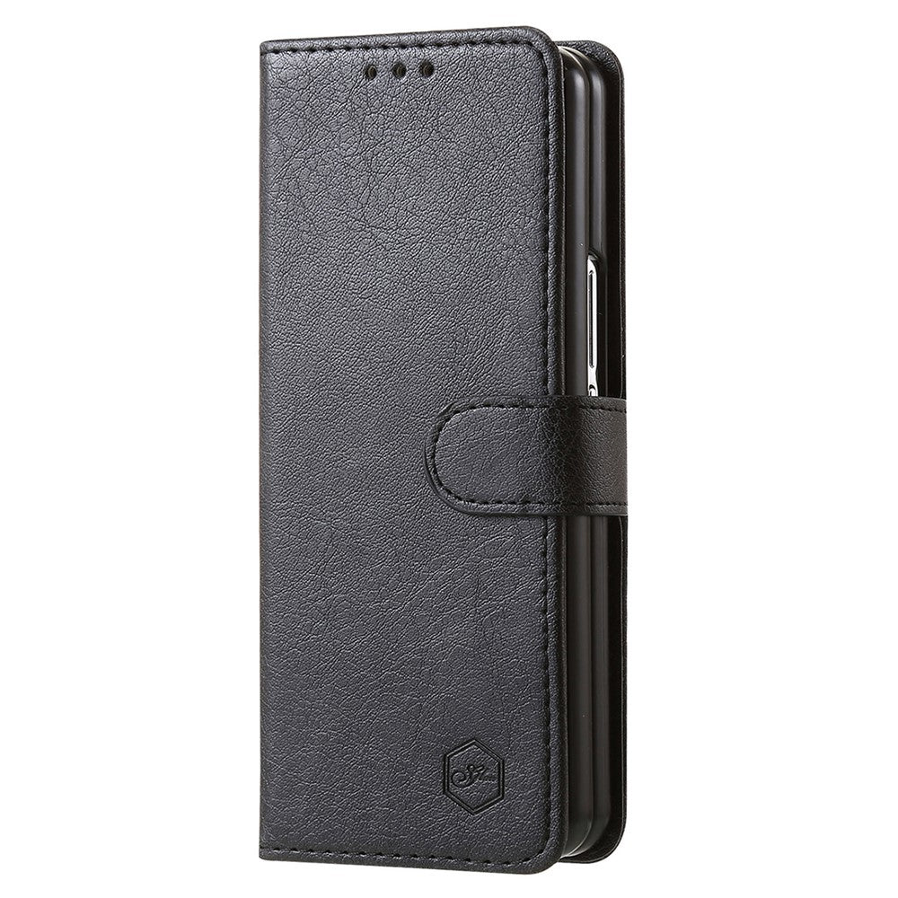 Til Samsung Galaxy Z Fold5 5G Cover Ensfarvet Beskyttende Cover PU Læder Pung Telefoncover