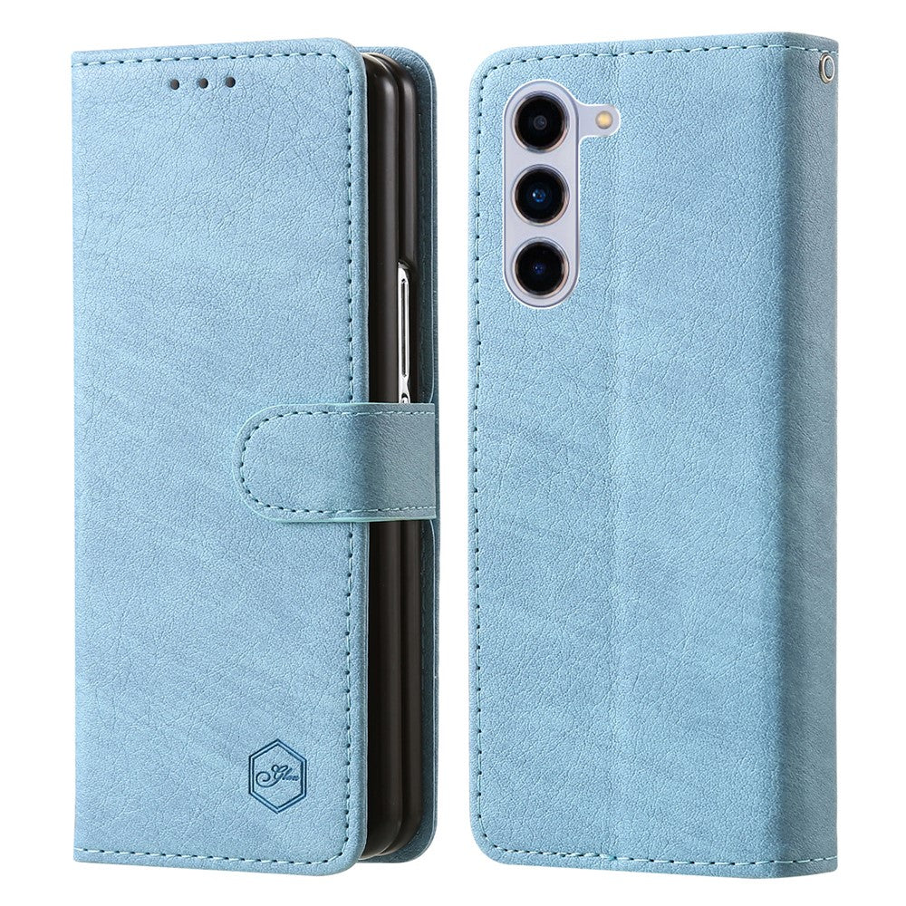 Til Samsung Galaxy Z Fold5 5G Cover Ensfarvet Beskyttende Cover PU Læder Pung Telefoncover
