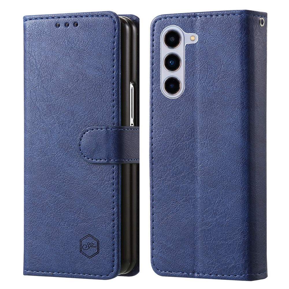 Til Samsung Galaxy Z Fold5 5G Cover Ensfarvet Beskyttende Cover PU Læder Pung Telefoncover
