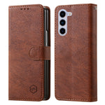 Til Samsung Galaxy Z Fold5 5G Cover Ensfarvet Beskyttende Cover PU Læder Pung Telefoncover
