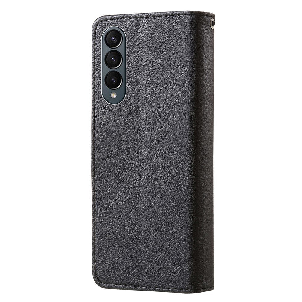 For Samsung Galaxy Z Fold4 5G Case PU Leather Shockproof Case Solid Color Wallet Phone Cover