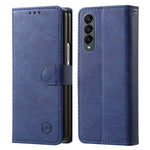 For Samsung Galaxy Z Fold4 5G Case PU Leather Shockproof Case Solid Color Wallet Phone Cover