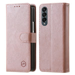 For Samsung Galaxy Z Fold4 5G Case PU Leather Shockproof Case Solid Color Wallet Phone Cover