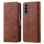 For Samsung Galaxy Z Fold4 5G Case PU Leather Shockproof Case Solid Color Wallet Phone Cover