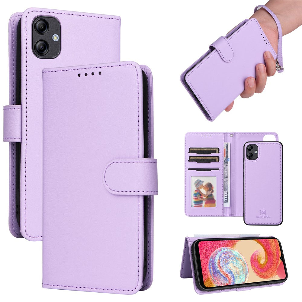 For Samsung Galaxy A04e 4G / F04 4G / M04 4G Magnetic Case BETOPNICE Detachable PU Leather Phone Cover with Strap