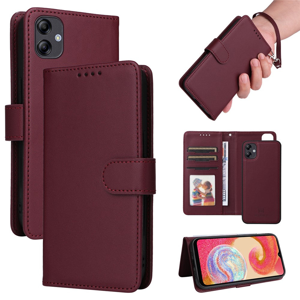 For Samsung Galaxy A04e 4G / F04 4G / M04 4G Magnetic Case BETOPNICE Detachable PU Leather Phone Cover with Strap
