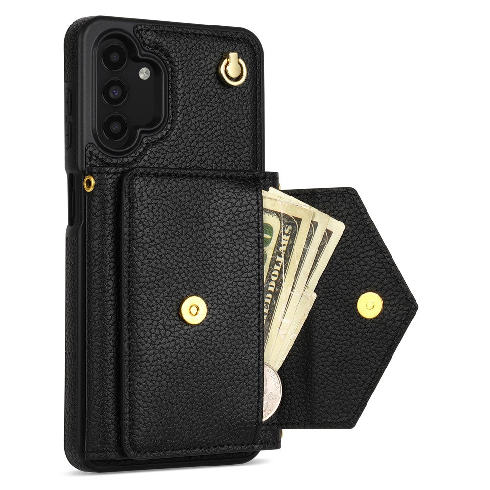 Til Samsung Galaxy A13 4G / 5G Cover Anti-fald PU Læder+TPU Kortholder Cover med Skulderrem