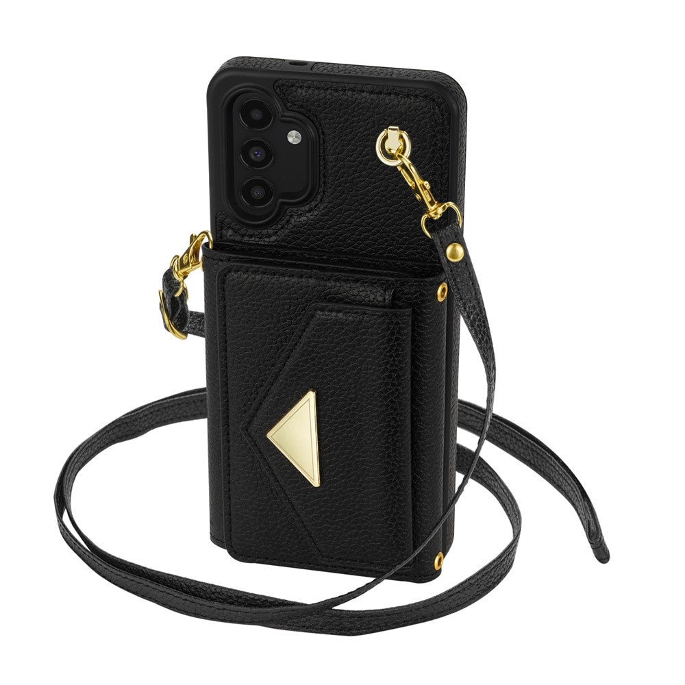 Til Samsung Galaxy A13 4G / 5G Cover Anti-fald PU Læder+TPU Kortholder Cover med Skulderrem
