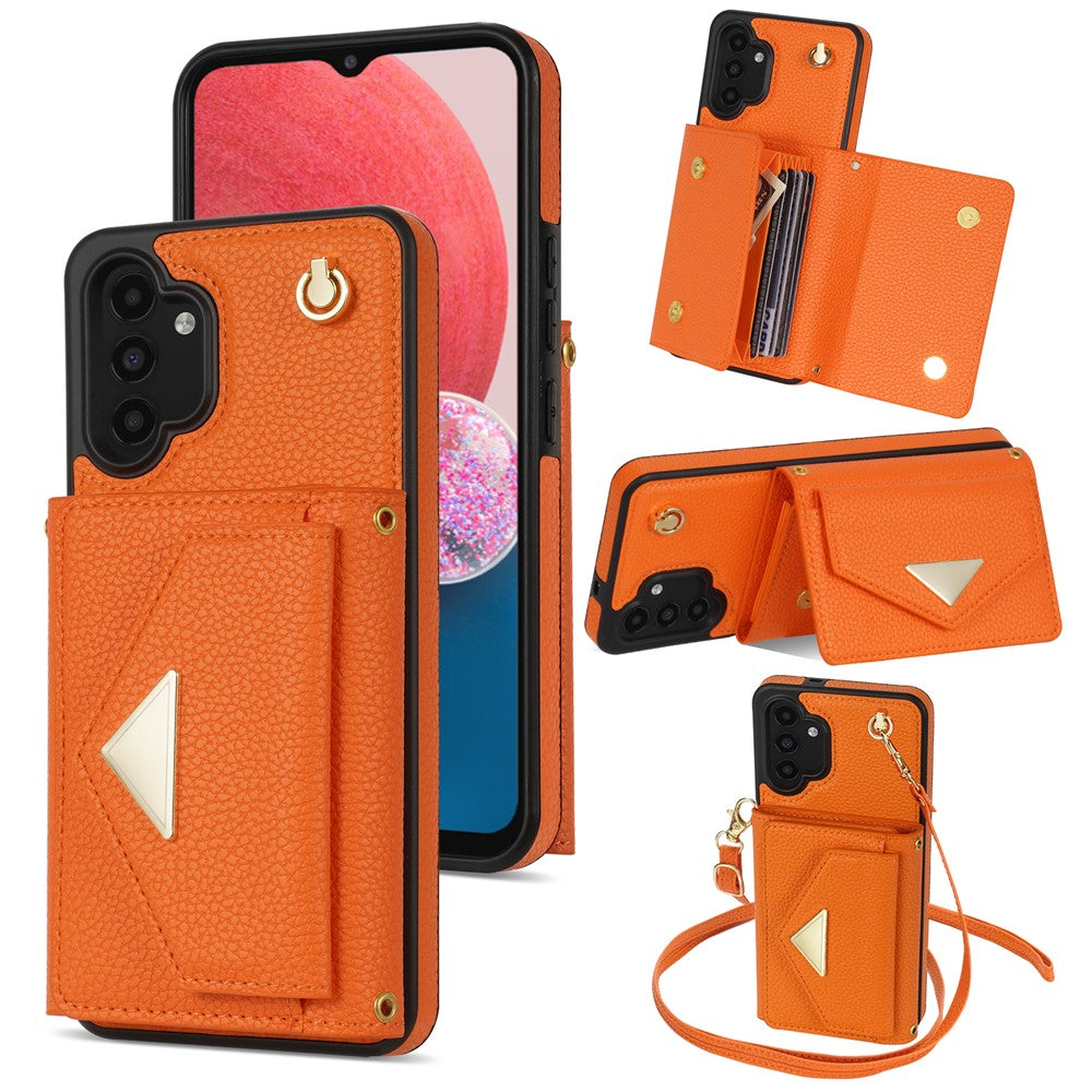 Til Samsung Galaxy A13 4G / 5G Cover Anti-fald PU Læder+TPU Kortholder Cover med Skulderrem