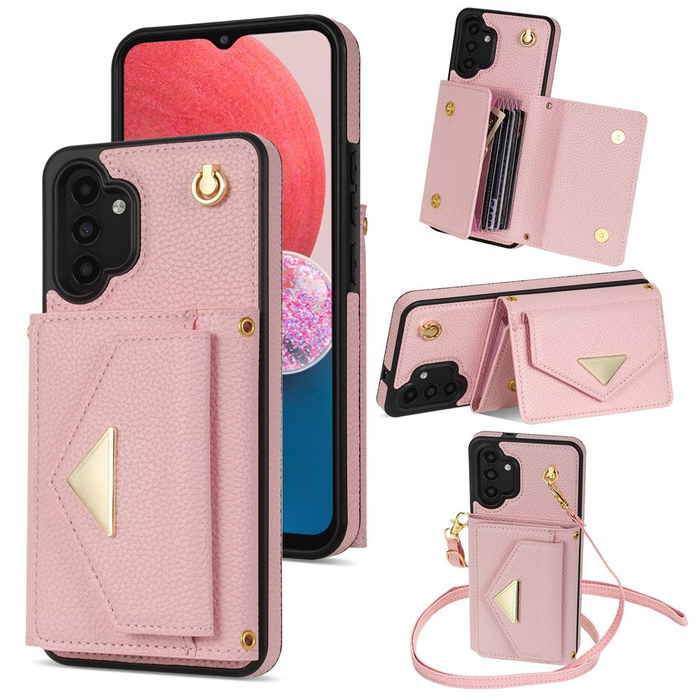 Til Samsung Galaxy A13 4G / 5G Cover Anti-fald PU Læder+TPU Kortholder Cover med Skulderrem