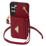 For Samsung Galaxy S23+ Case Organ Card Bag PU Leather+TPU Shell with Shoulder Strap