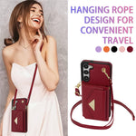 For Samsung Galaxy S23+ Case Organ Card Bag PU Leather+TPU Shell with Shoulder Strap