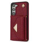 For Samsung Galaxy S23+ Case Organ Card Bag PU Leather+TPU Shell with Shoulder Strap
