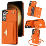 For Samsung Galaxy S23+ Case Organ Card Bag PU Leather+TPU Shell with Shoulder Strap