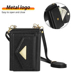 For Samsung Galaxy Z Flip4 5G Case Card Bag Leather+PC Drop-proof Cover with Shoulder Strap