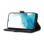 Til Samsung Galaxy A15 4G etui RFID-blokerende ægte okselæder tegnebog mobiltelefoncover