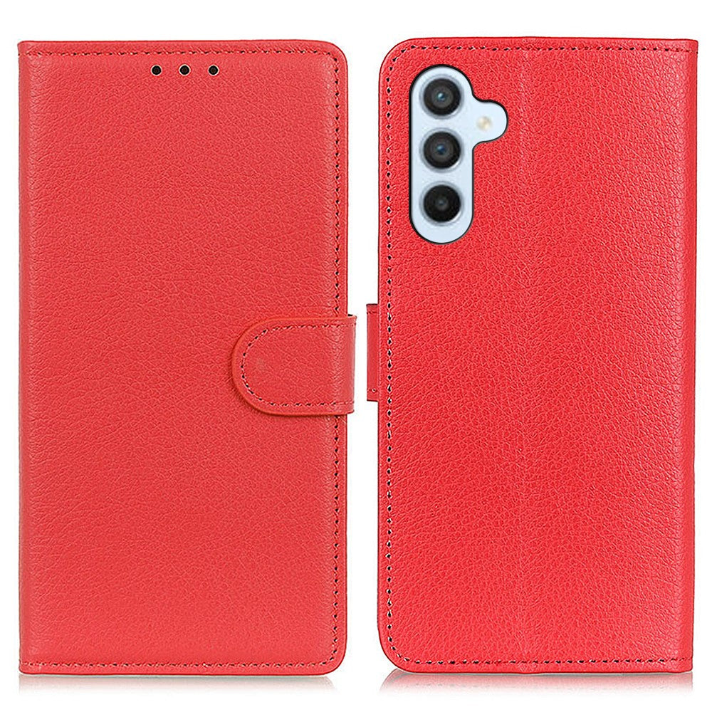 Til Samsung Galaxy A15 4G etui Litchi-tekstur læder telefoncover med tegnebogsstativ