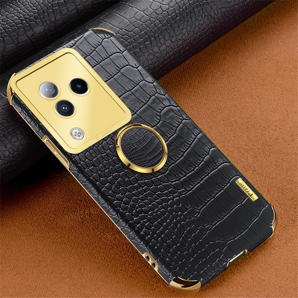 For Xiaomi Civi 3 5G Case Ring Kickstand Shell Crocodile Texture Leather+TPU Phone Cover