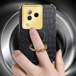 For Xiaomi Civi 3 5G Case Ring Kickstand Shell Crocodile Texture Leather+TPU Phone Cover