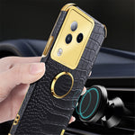 For Xiaomi Civi 3 5G Case Ring Kickstand Shell Crocodile Texture Leather+TPU Phone Cover