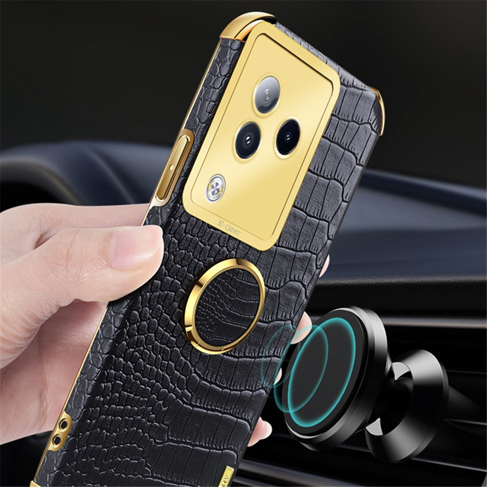 For Xiaomi Civi 3 5G Case Ring Kickstand Shell Crocodile Texture Leather+TPU Phone Cover