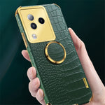 For Xiaomi Civi 3 5G Case Ring Kickstand Shell Crocodile Texture Leather+TPU Phone Cover