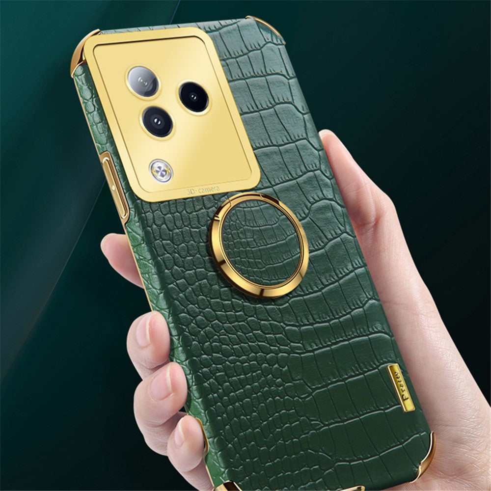 For Xiaomi Civi 3 5G Case Ring Kickstand Shell Crocodile Texture Leather+TPU Phone Cover
