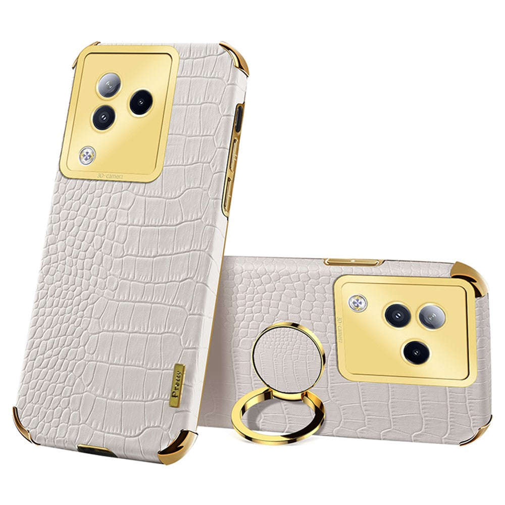 For Xiaomi Civi 3 5G Case Ring Kickstand Shell Crocodile Texture Leather+TPU Phone Cover