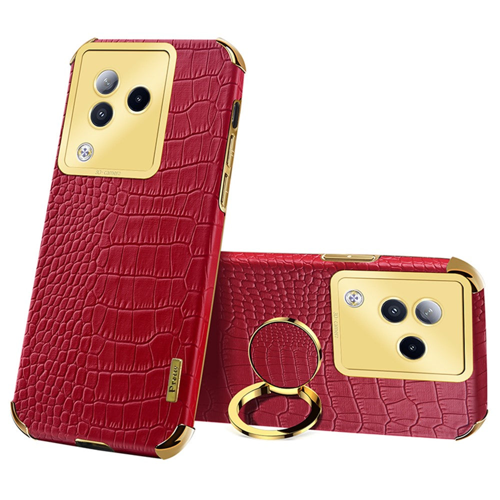 For Xiaomi Civi 3 5G Case Ring Kickstand Shell Crocodile Texture Leather+TPU Phone Cover