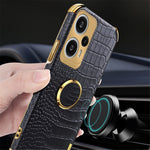 For Xiaomi Redmi Note 12 Turbo / Poco F5 5G Case Crocodile Texture Leather+TPU Back Shell with Ring Kickstand