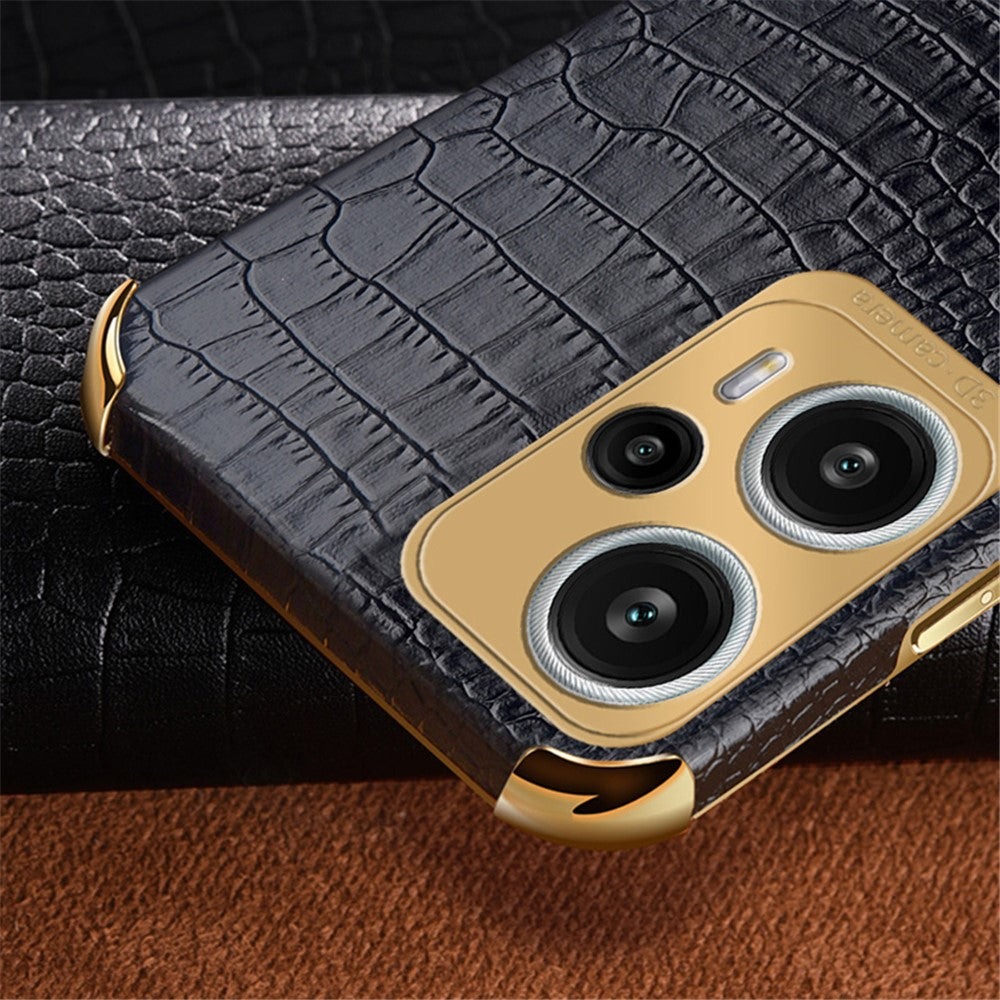 For Xiaomi Redmi Note 12 Turbo / Poco F5 5G Case Crocodile Texture Leather+TPU Back Shell with Ring Kickstand