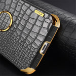 For Xiaomi Redmi Note 12 Turbo / Poco F5 5G Case Crocodile Texture Leather+TPU Back Shell with Ring Kickstand