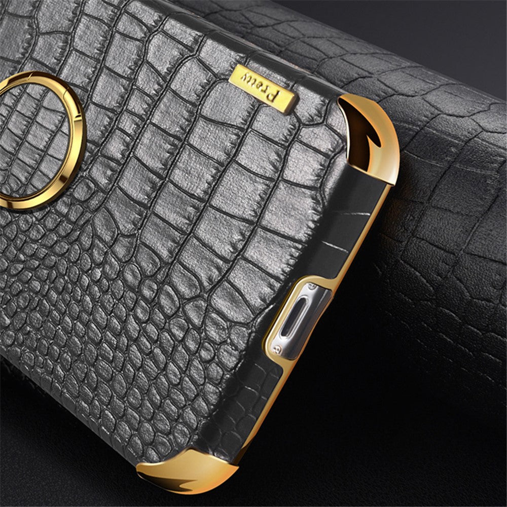 For Xiaomi Redmi Note 12 Turbo / Poco F5 5G Case Crocodile Texture Leather+TPU Back Shell with Ring Kickstand