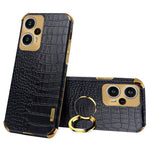 For Xiaomi Redmi Note 12 Turbo / Poco F5 5G Case Crocodile Texture Leather+TPU Back Shell with Ring Kickstand