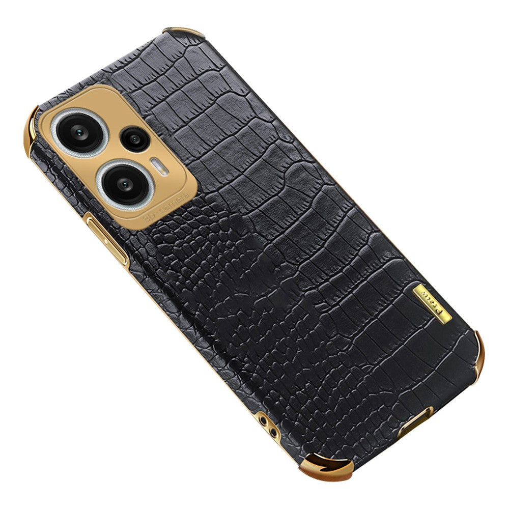 Phone Shell for Xiaomi Redmi Note 12 Turbo / Poco F5 5G Case Crocodile Texture Leather+TPU Cover