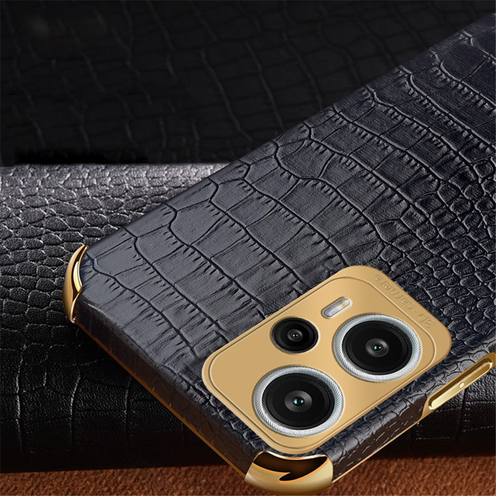 Phone Shell for Xiaomi Redmi Note 12 Turbo / Poco F5 5G Case Crocodile Texture Leather+TPU Cover