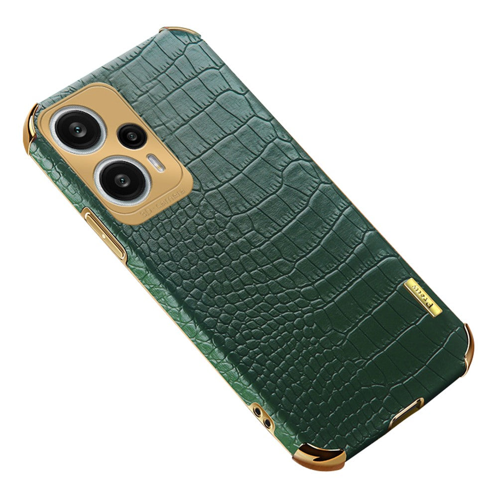 Phone Shell for Xiaomi Redmi Note 12 Turbo / Poco F5 5G Case Crocodile Texture Leather+TPU Cover
