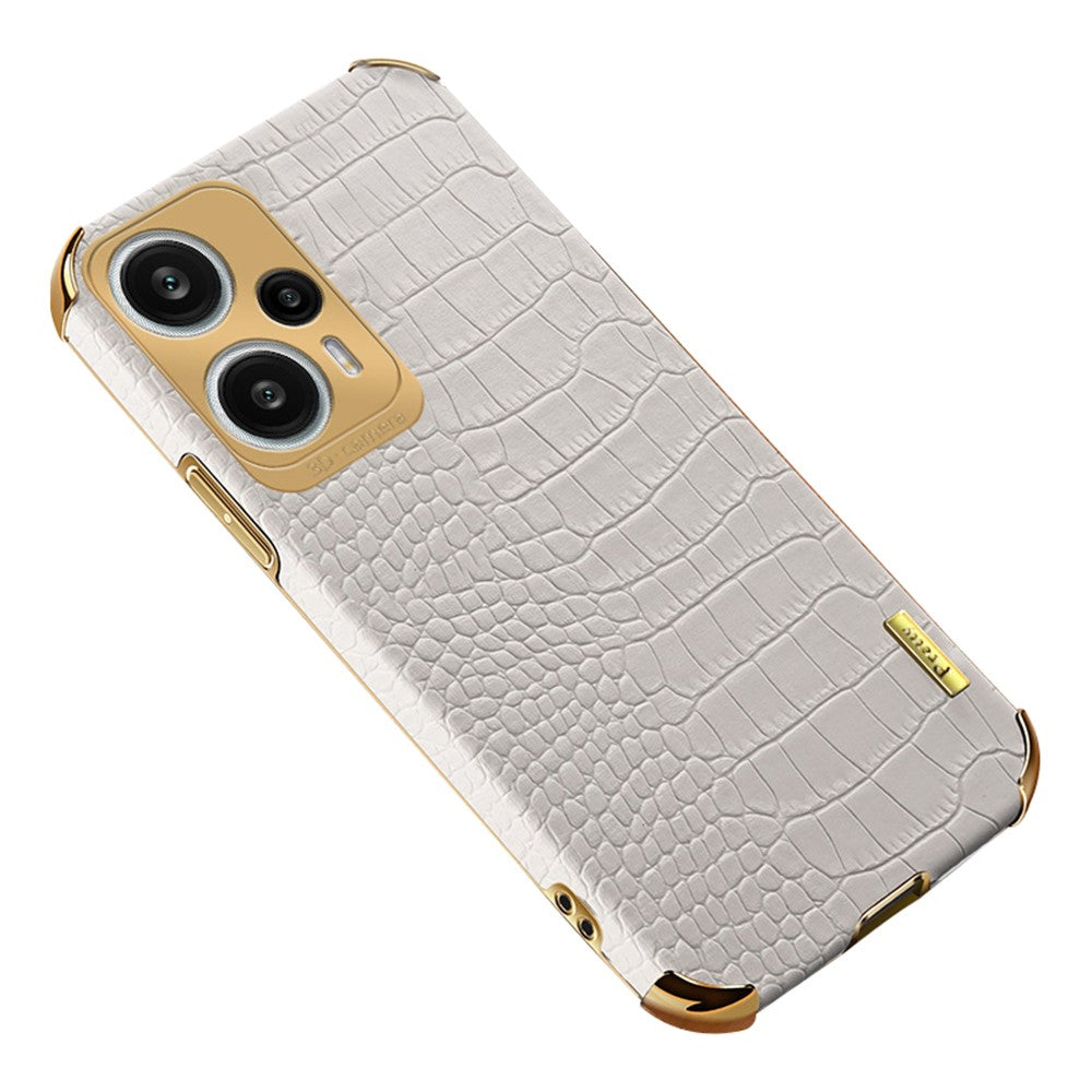 Phone Shell for Xiaomi Redmi Note 12 Turbo / Poco F5 5G Case Crocodile Texture Leather+TPU Cover