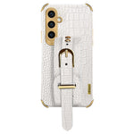 For Samsung Galaxy S23 FE Case Wristband PU Leather+TPU 6D Electroplating Phone Cover
