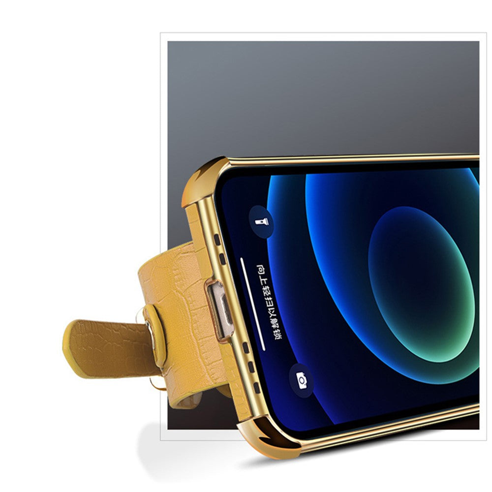 For Samsung Galaxy S23 FE Case Wristband PU Leather+TPU 6D Electroplating Phone Cover
