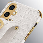 For Samsung Galaxy S23 FE Case Wristband PU Leather+TPU 6D Electroplating Phone Cover