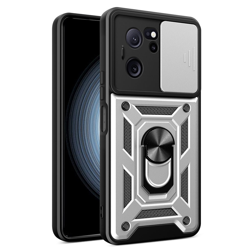Xiaomi Redmi K60 Ultra / 13T / 13T Pro-skal med glidande linslock PC+TPU-mobilskal med stöd