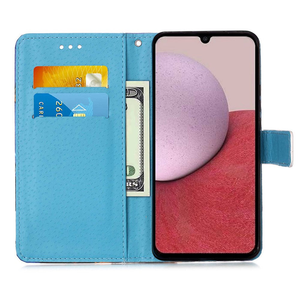 Til Samsung Galaxy A15 4G Lædercover med Rem og Kortholder, Mønstertryk, Telefonstativ-Cover