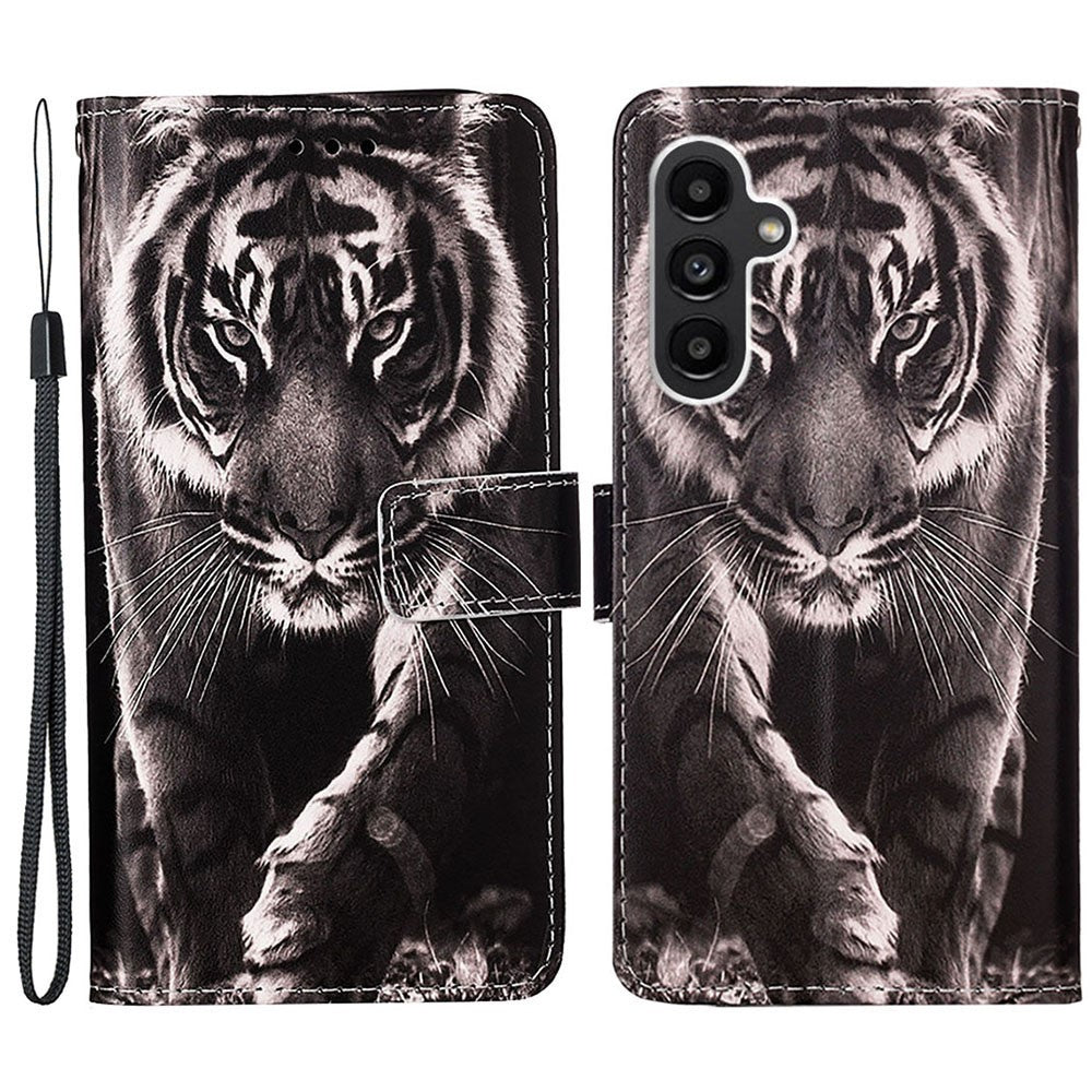 Til Samsung Galaxy A15 4G Lædercover med Rem og Kortholder, Mønstertryk, Telefonstativ-Cover