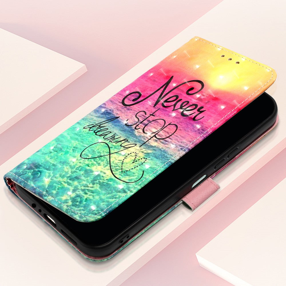 Til Samsung Galaxy A15 4G Lædercover 3D Mønsterprint Pung Stand Mobilcover med Rem