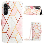 For Samsung Galaxy A05s 4G Leather Case with Shoulder Strap Marble Pattern Phone Stand Cover