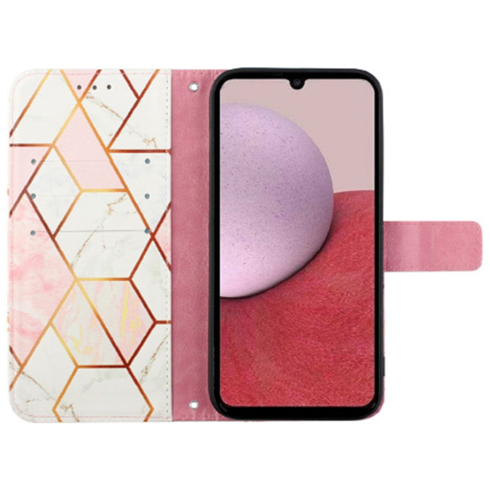 For Samsung Galaxy A05s 4G Leather Case with Shoulder Strap Marble Pattern Phone Stand Cover